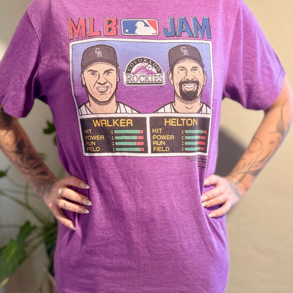 Homage MLB Jams Colorado Rockies Walker & Helton Tee Purple Size: Medium